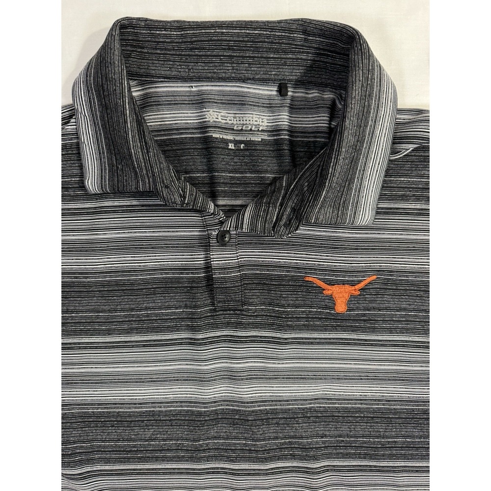 Columbia Golf Texas Longhorns Polo Shirt Men XL Burnt Orange Grey Short Sleeve‎